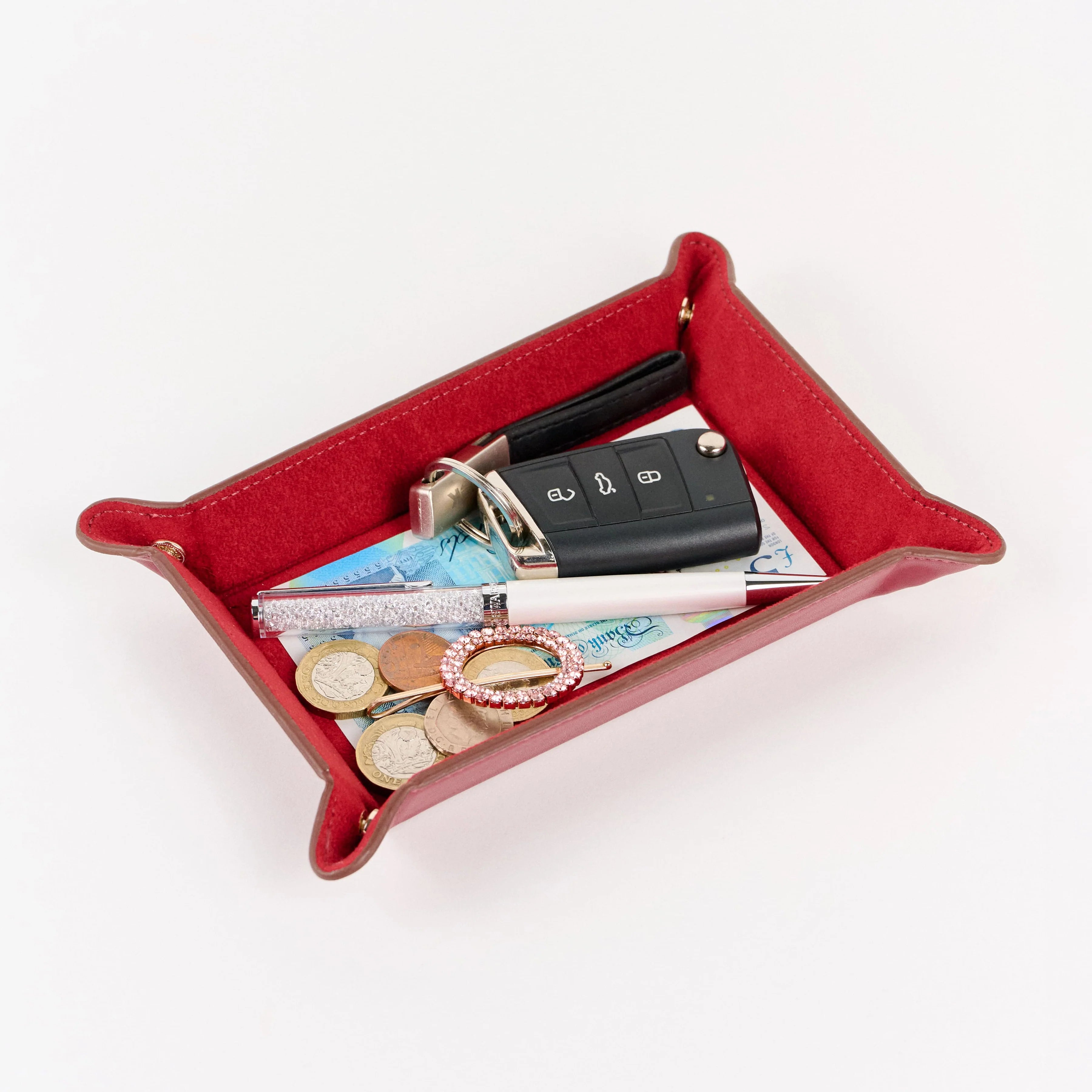 Leather Tray Cherry Red