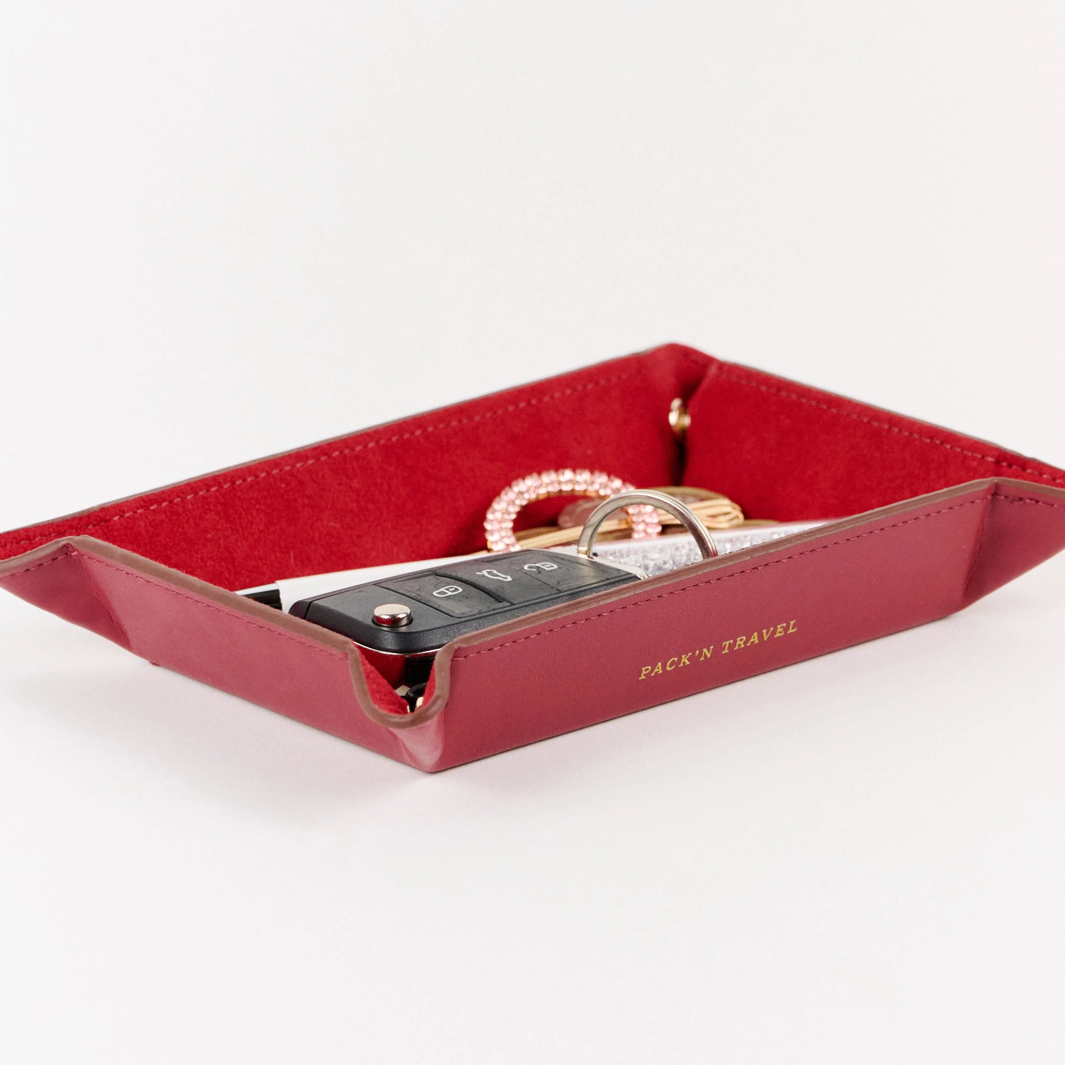 Leather Tray Cherry Red