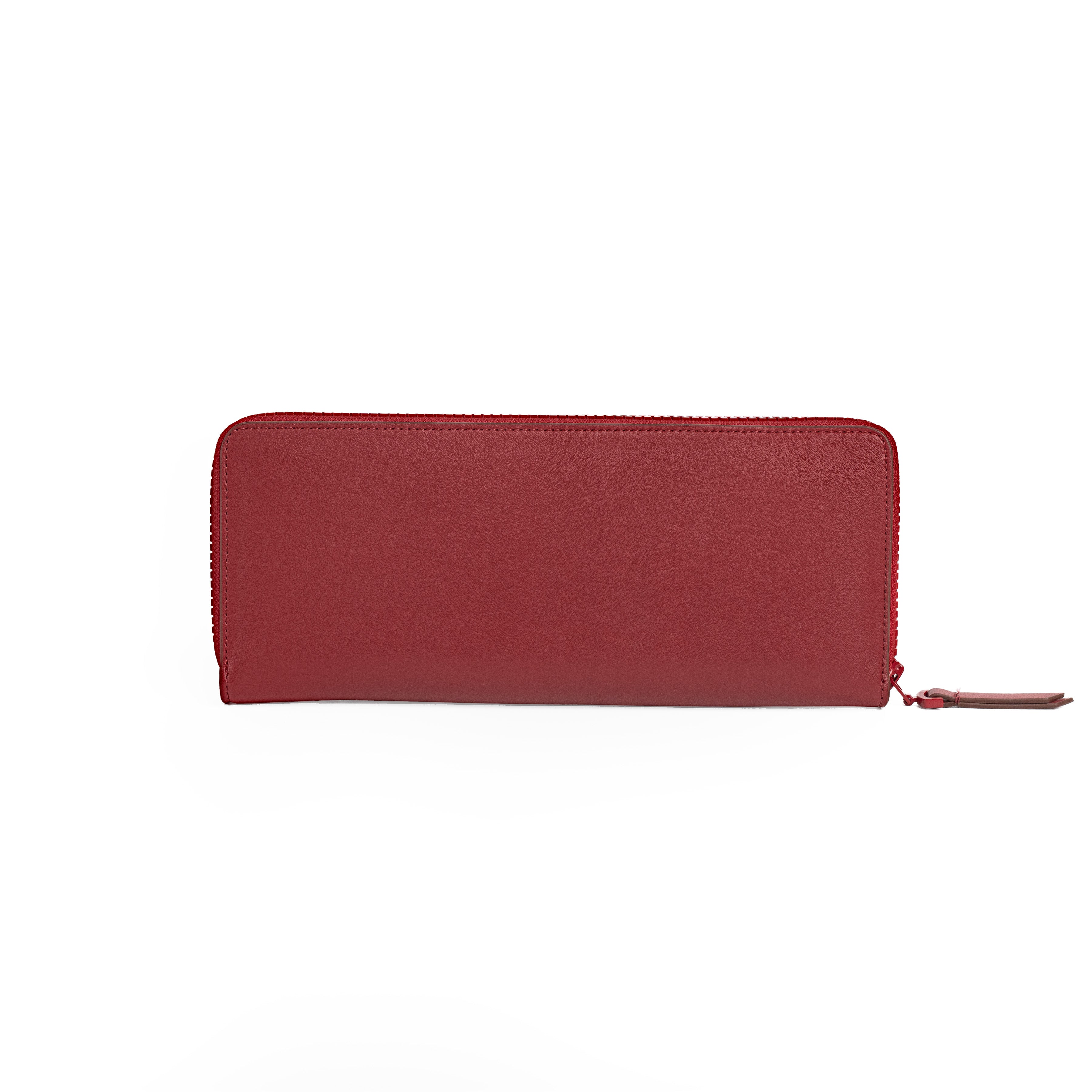 Elegant cherry red vegan leather jewellery wallet for organised and stylish travel.