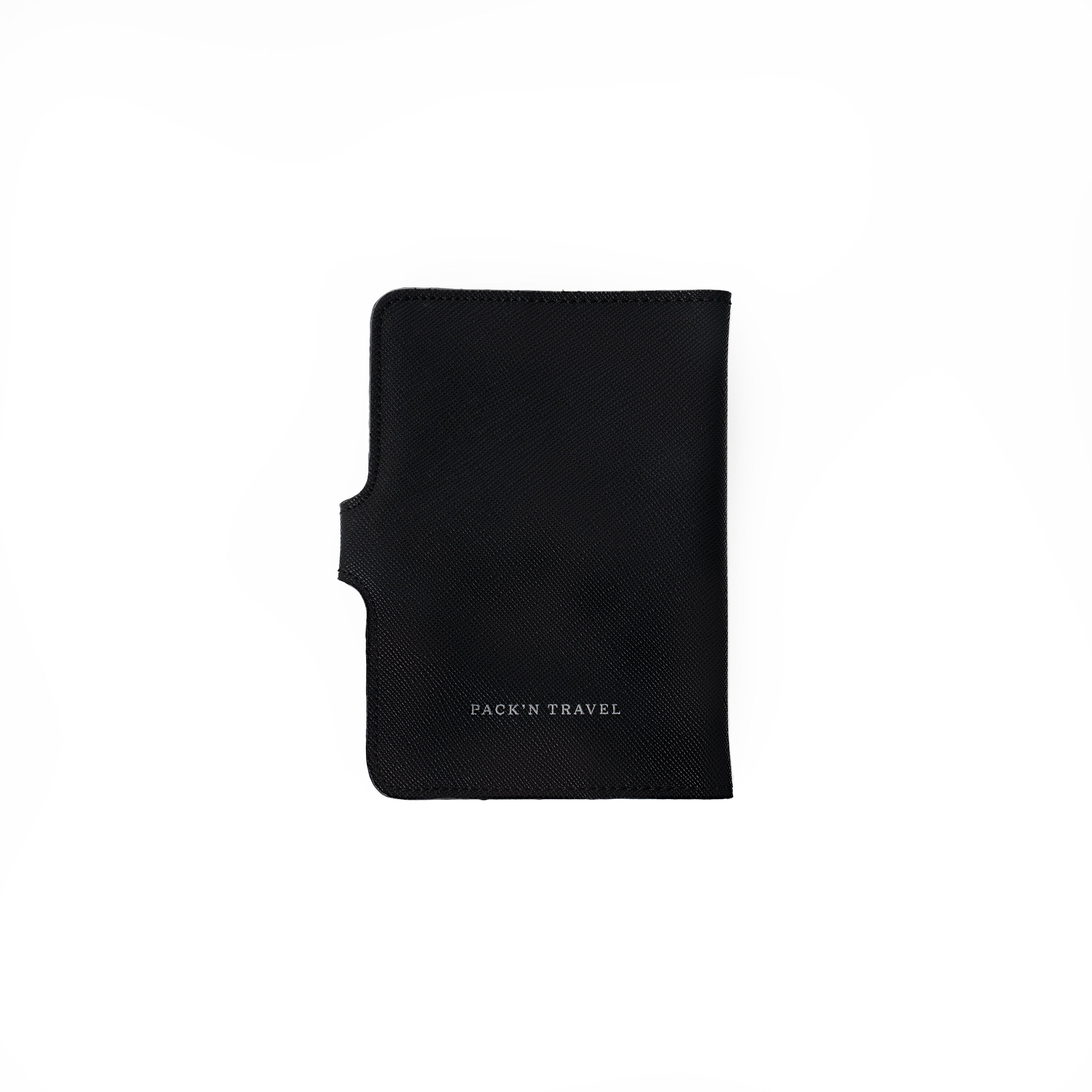 Sustainable black passport holder offering eco-friendly style for frequent travellers.