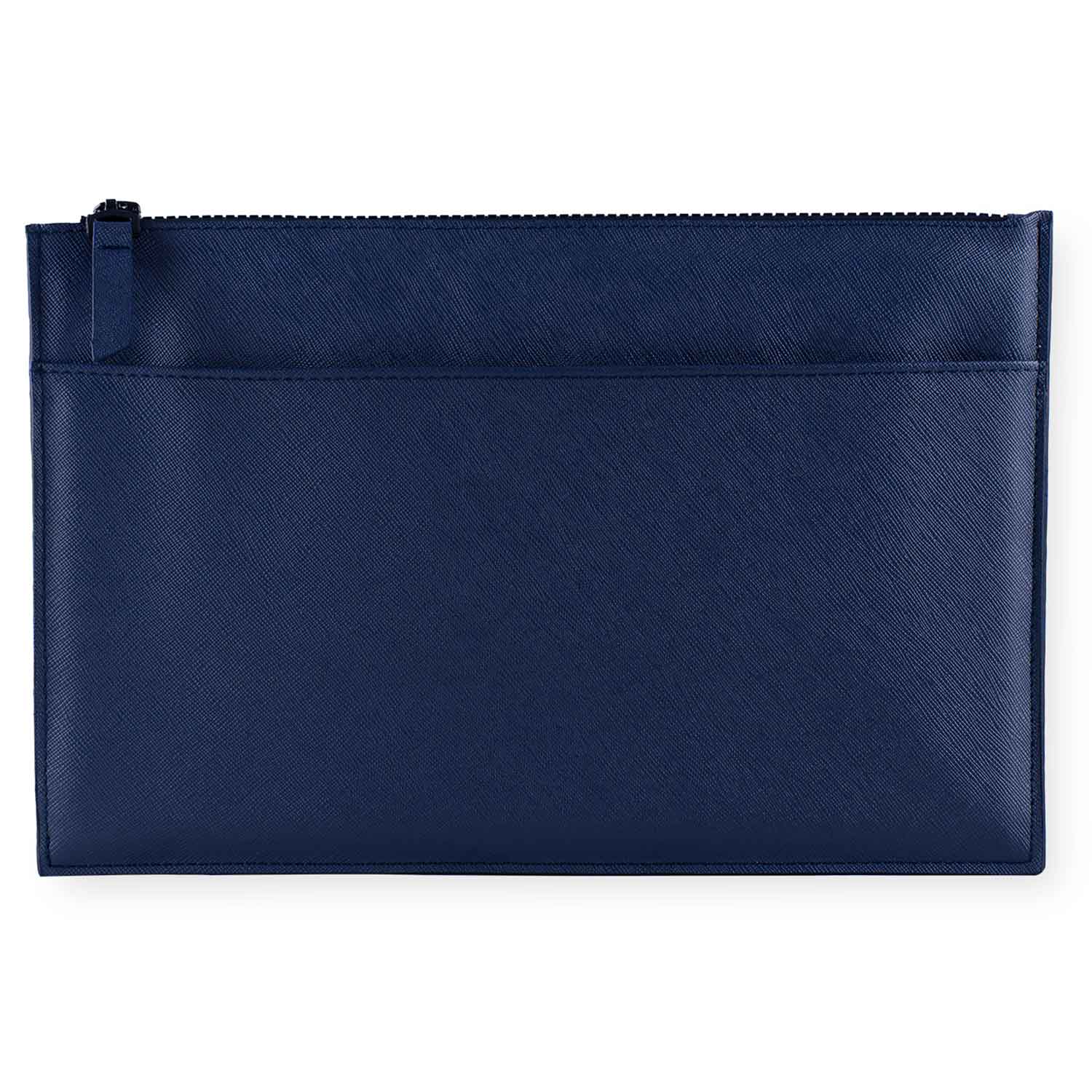 Chic dark blue vegan leather clutch ideal for evenings and elegant events.