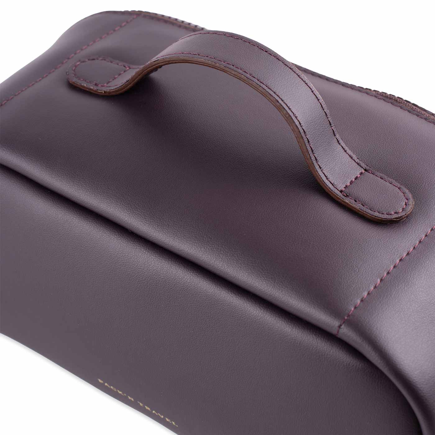 Chic deep plum vegan leather make-up bag that stands out with deep tones.