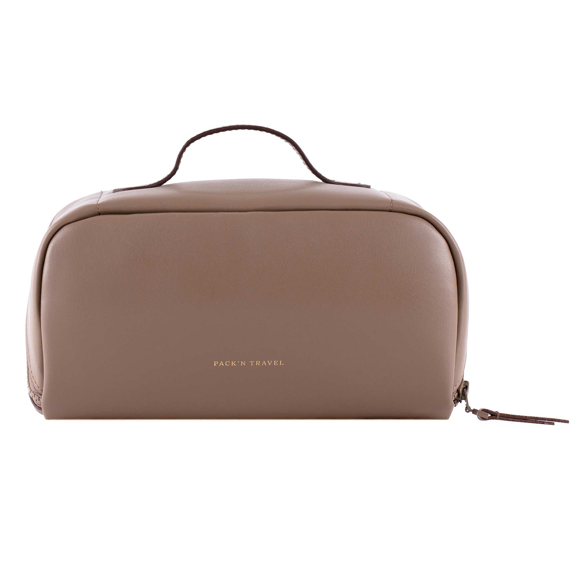 Eco-friendly sustainable vegan leather make-up bag for conscious beauty lovers.