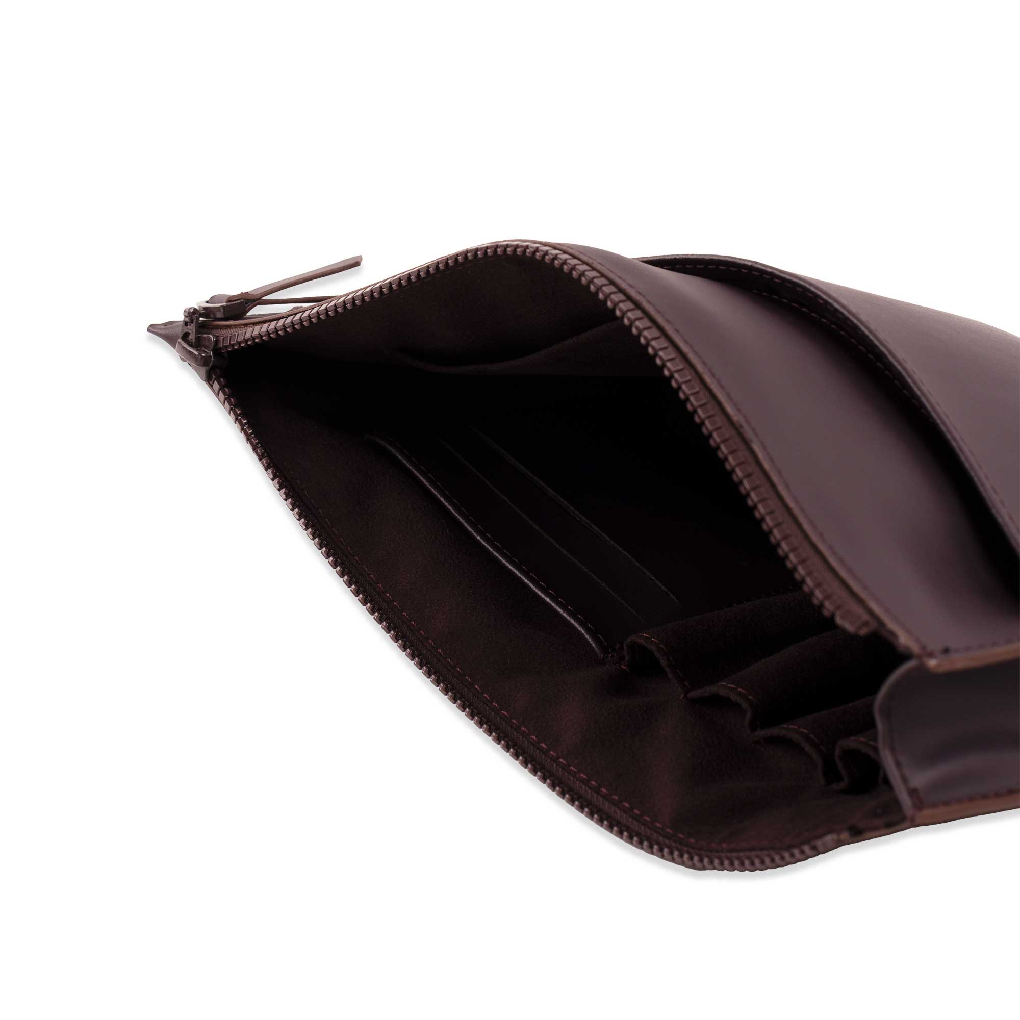 Elegant deep plum vegan leather clutch ideal for both formal and casual events.