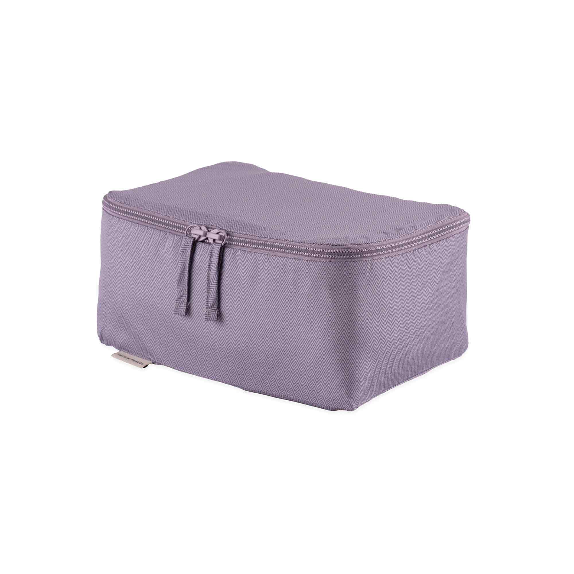 Elegant purple vegan leather luggage organiser keeps belongings neat and refined.