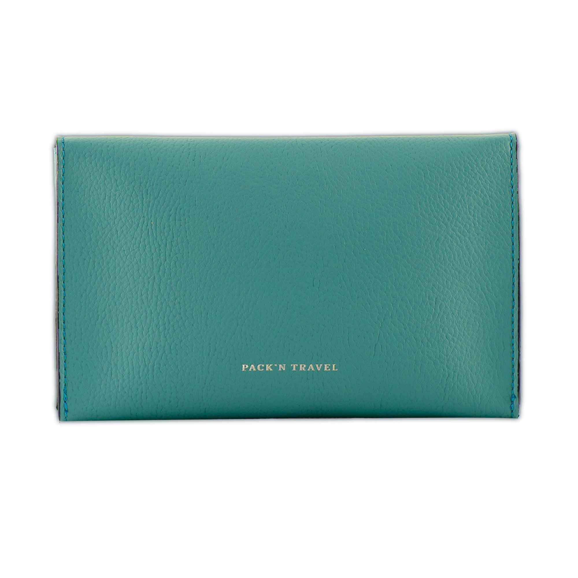 Elegant turquoise vegan leather double watch case for secure and stylish transport.