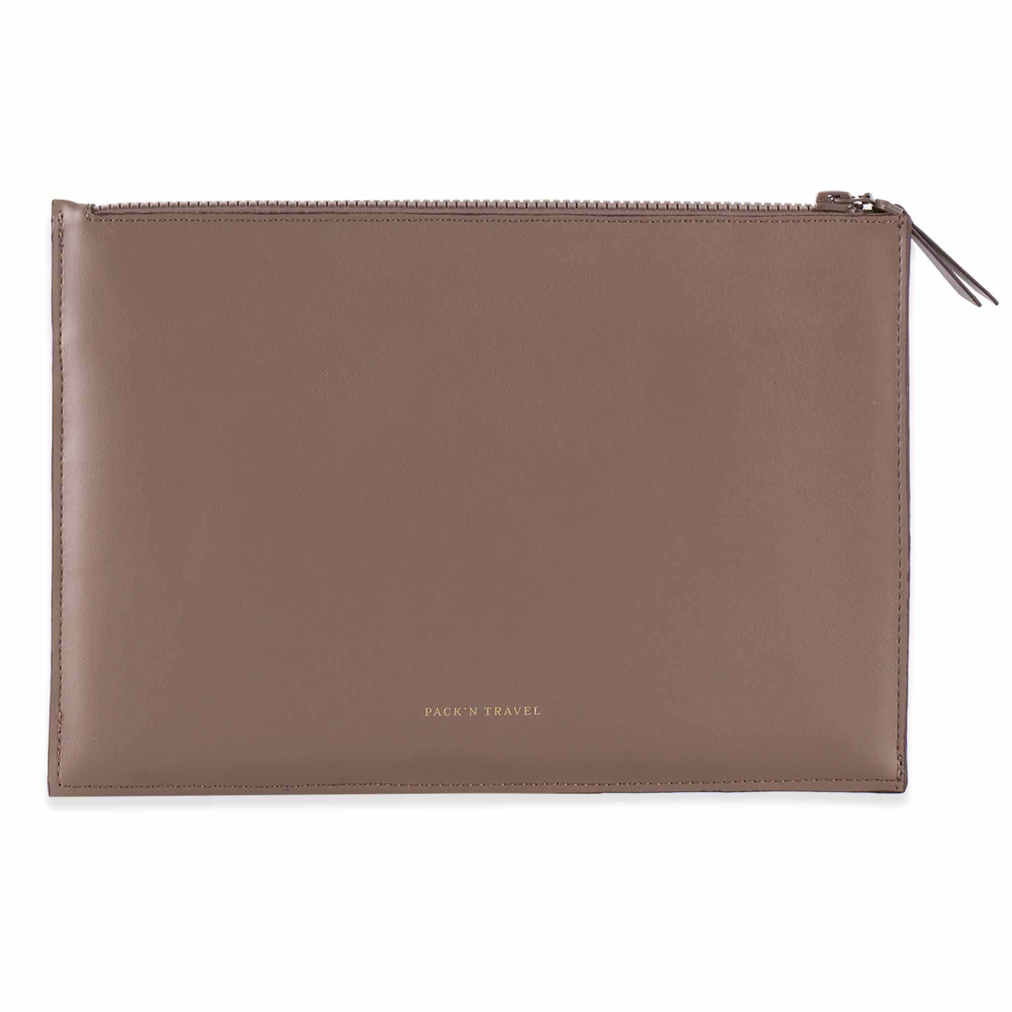 Luxury beige vegan leather clutch designed for timeless elegance and utility.