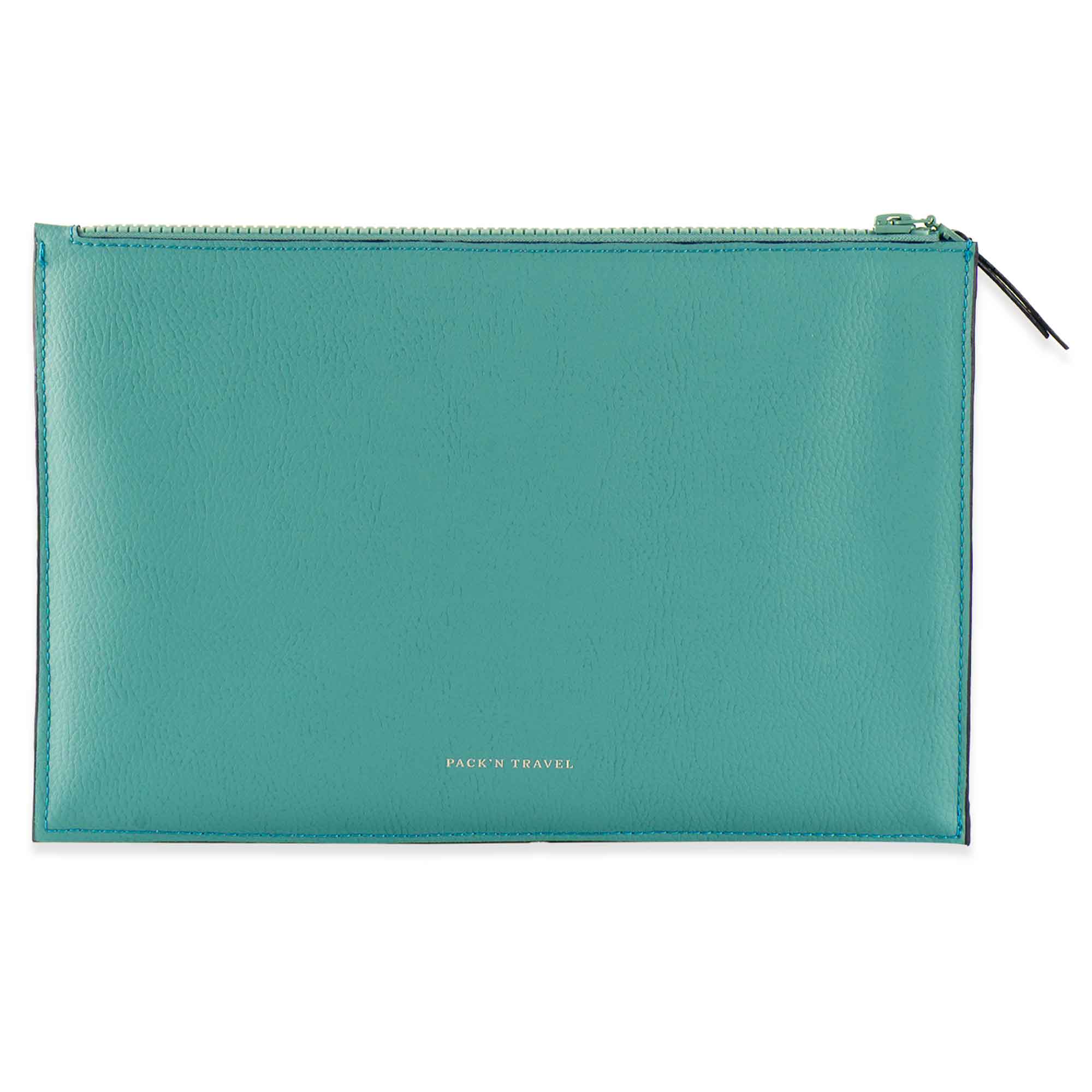 Luxury turquoise vegan leather clutch to brighten your wardrobe with charm.