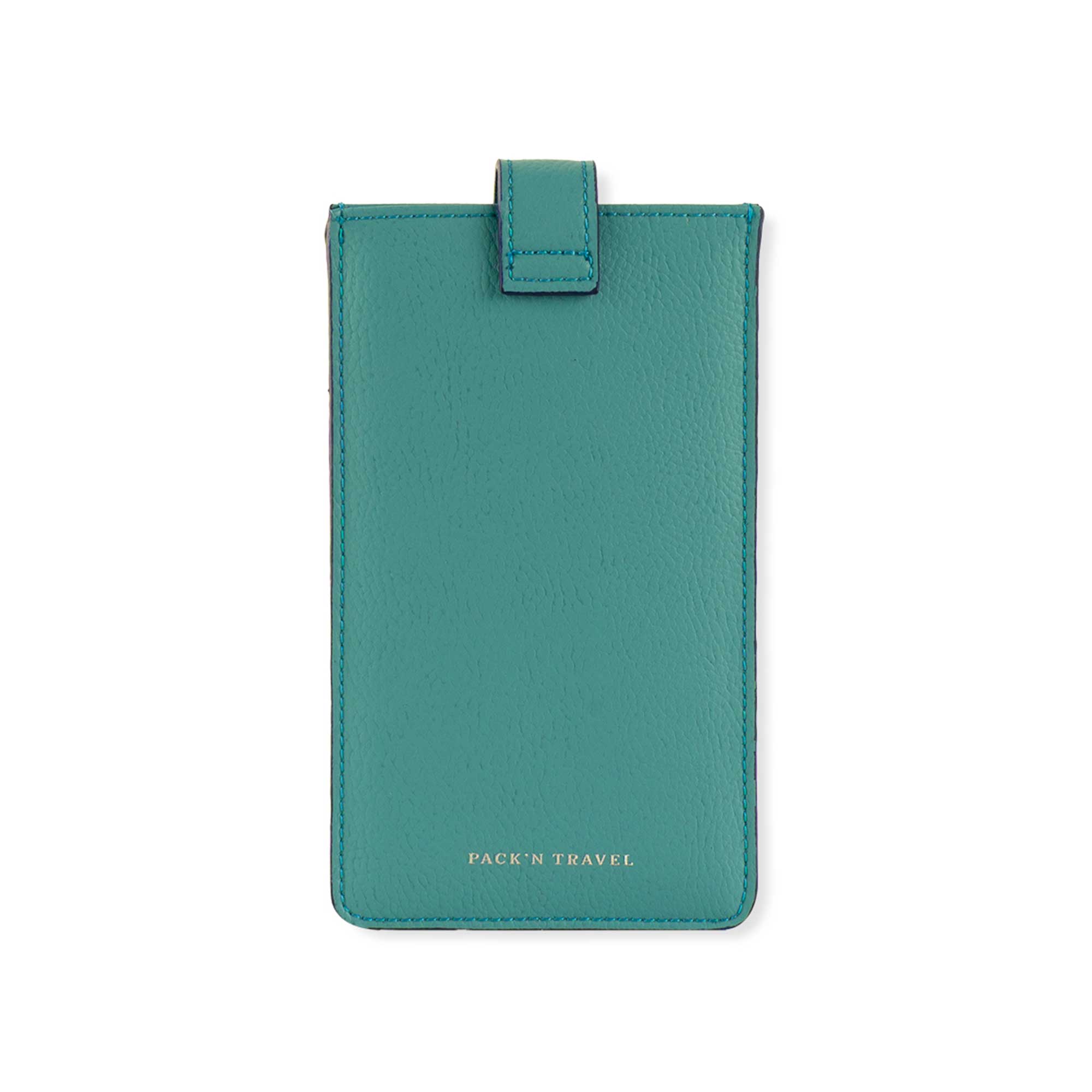 Luxury turquoise vegan leather glasses case crafted with bright, elegant tone.