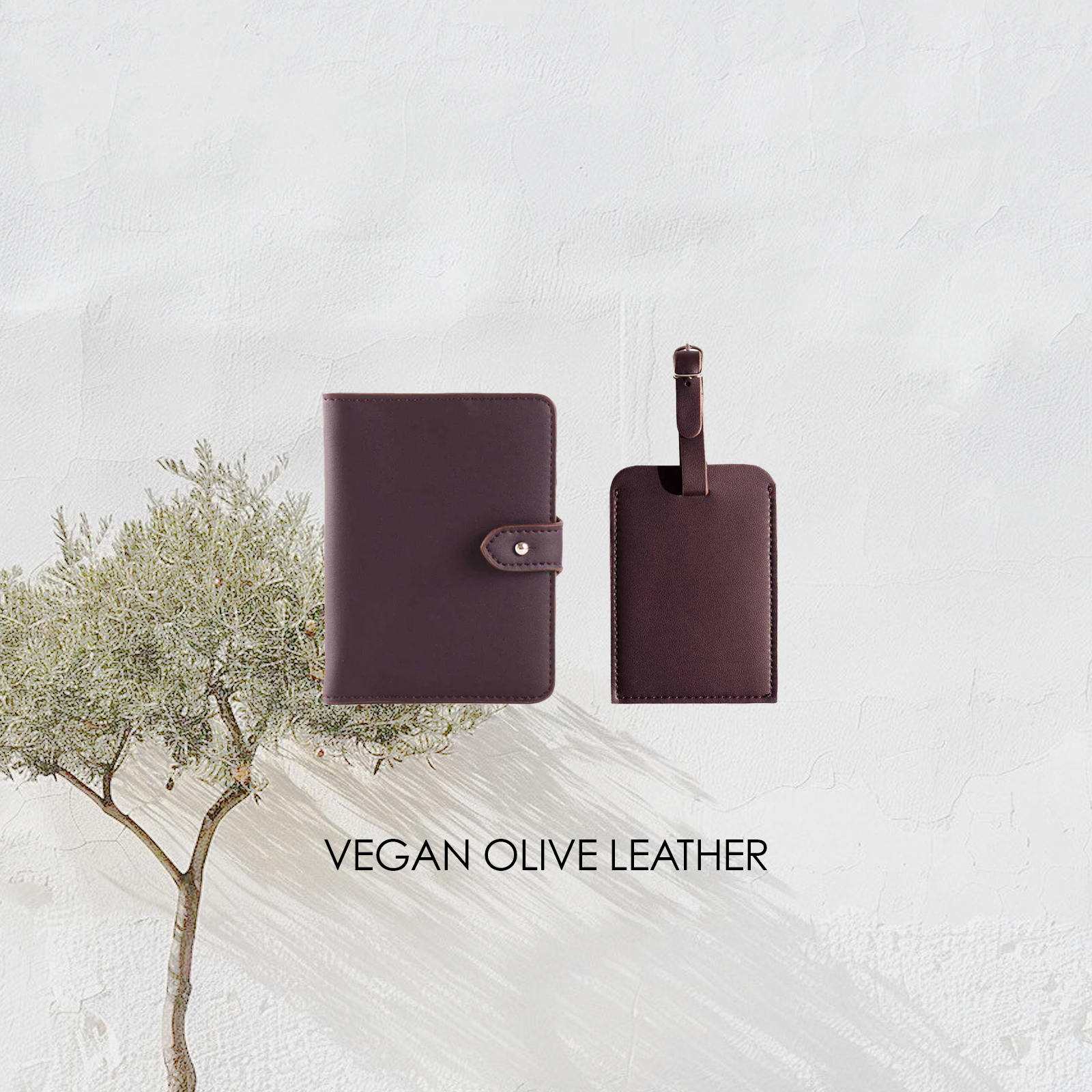 Passport Holder and Luggage Tag Deep Plum