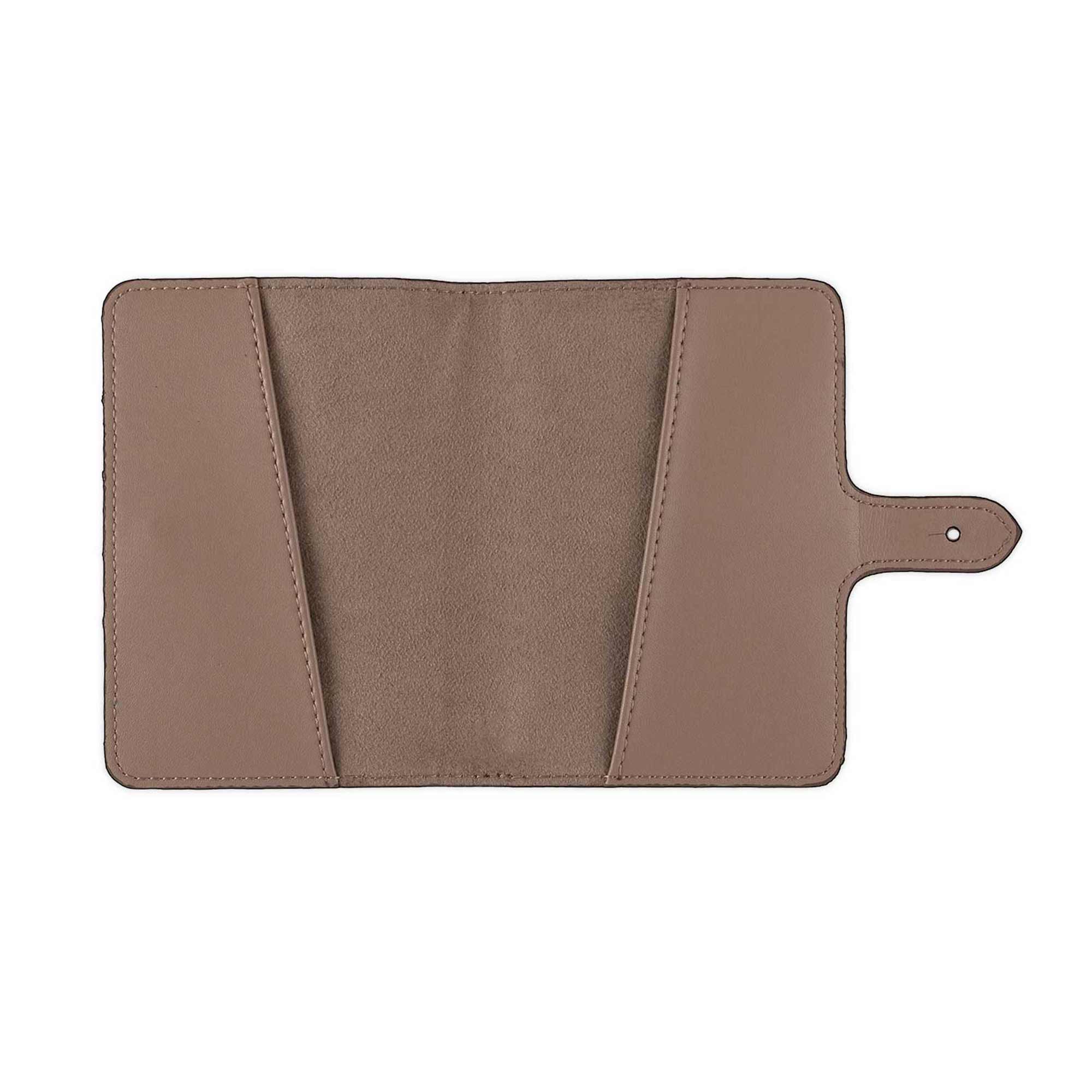 Stylish beige vegan leather passport holder for fashion-forward travel lovers.