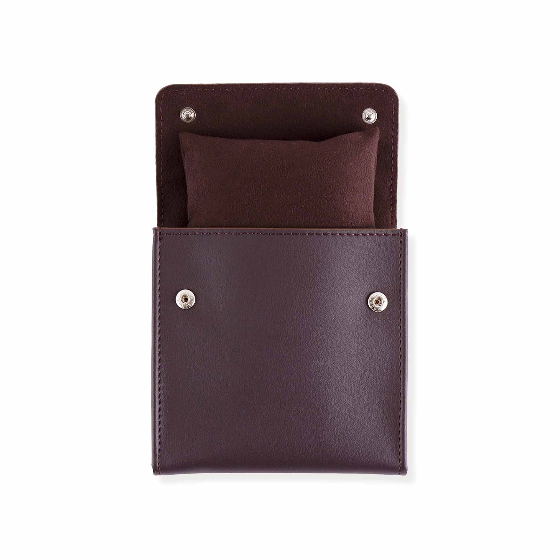 Stylish deep plum vegan leather single watch case with rich and vibrant tones.