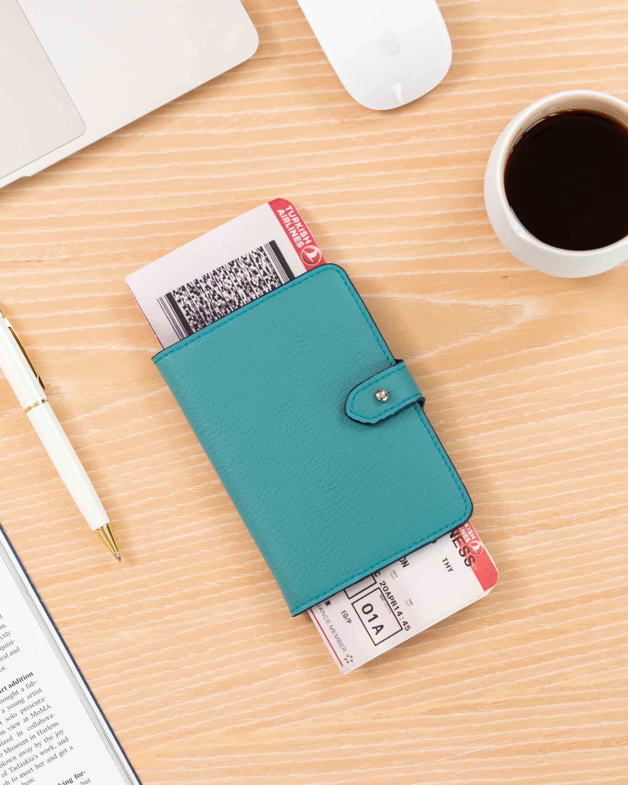 Passport Holder and Luggage Tag Turquoise