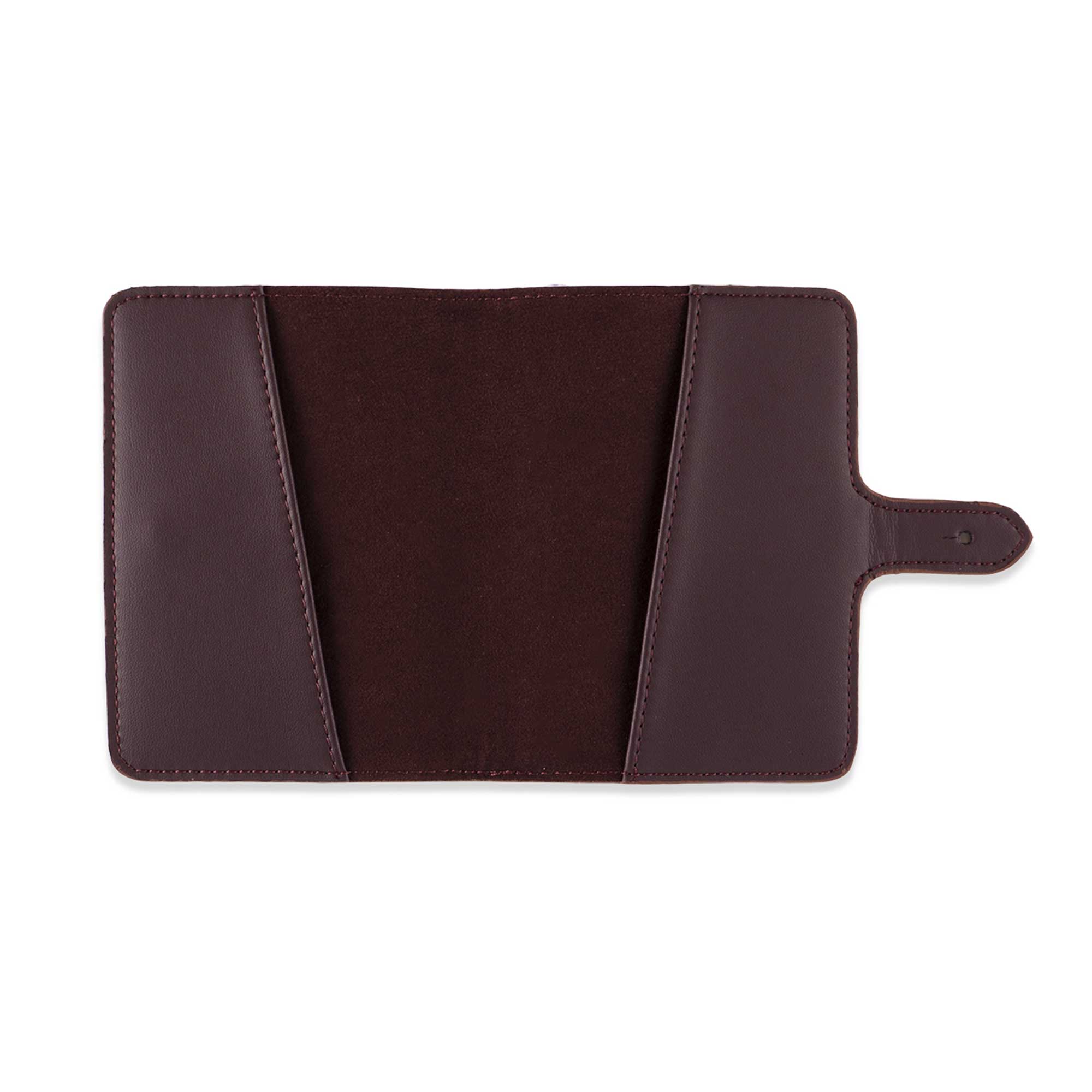 Useful deep plum passport holder designed for practical, stylish, and organised travel.