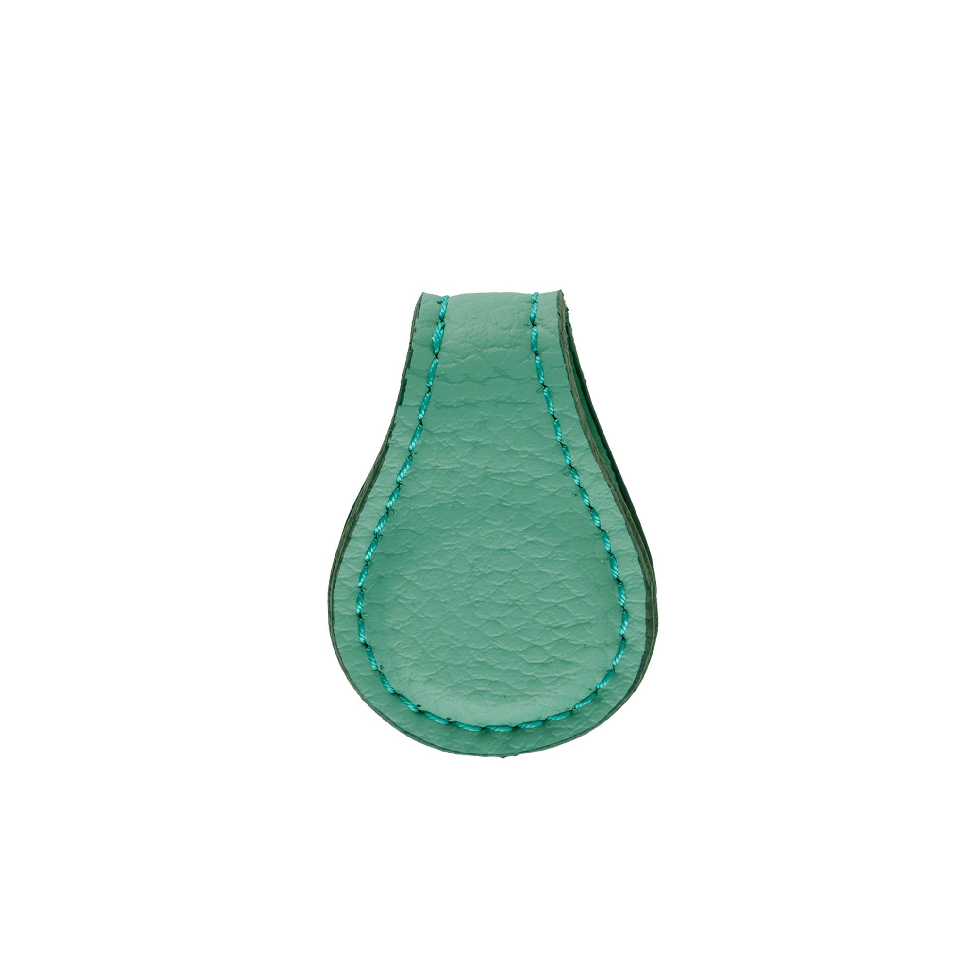 Useful turquoise vegan leather cable tie keeping cords neat with eco-friendly design.