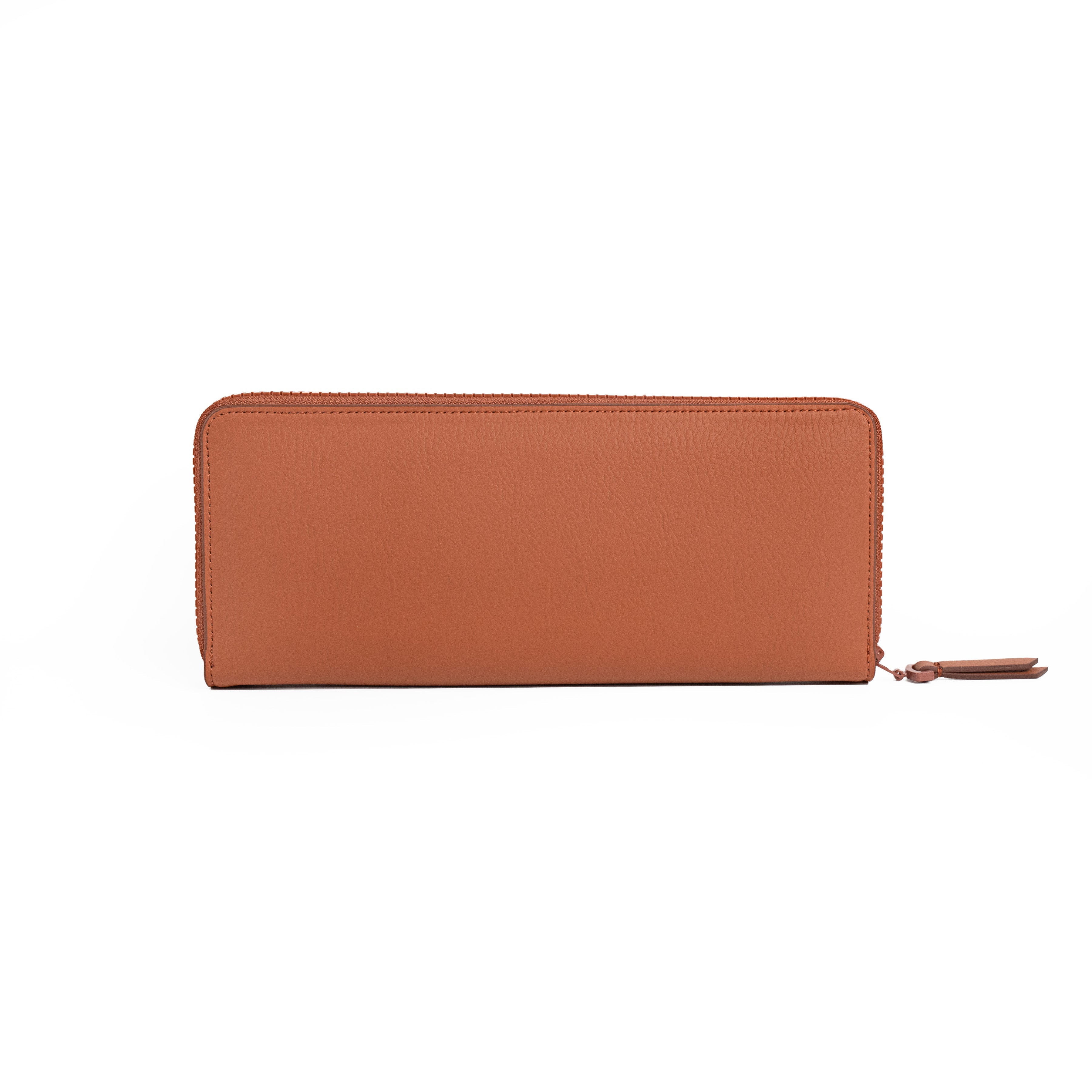 Elegant terracotta vegan leather jewellery wallet for organised and stylish travel.