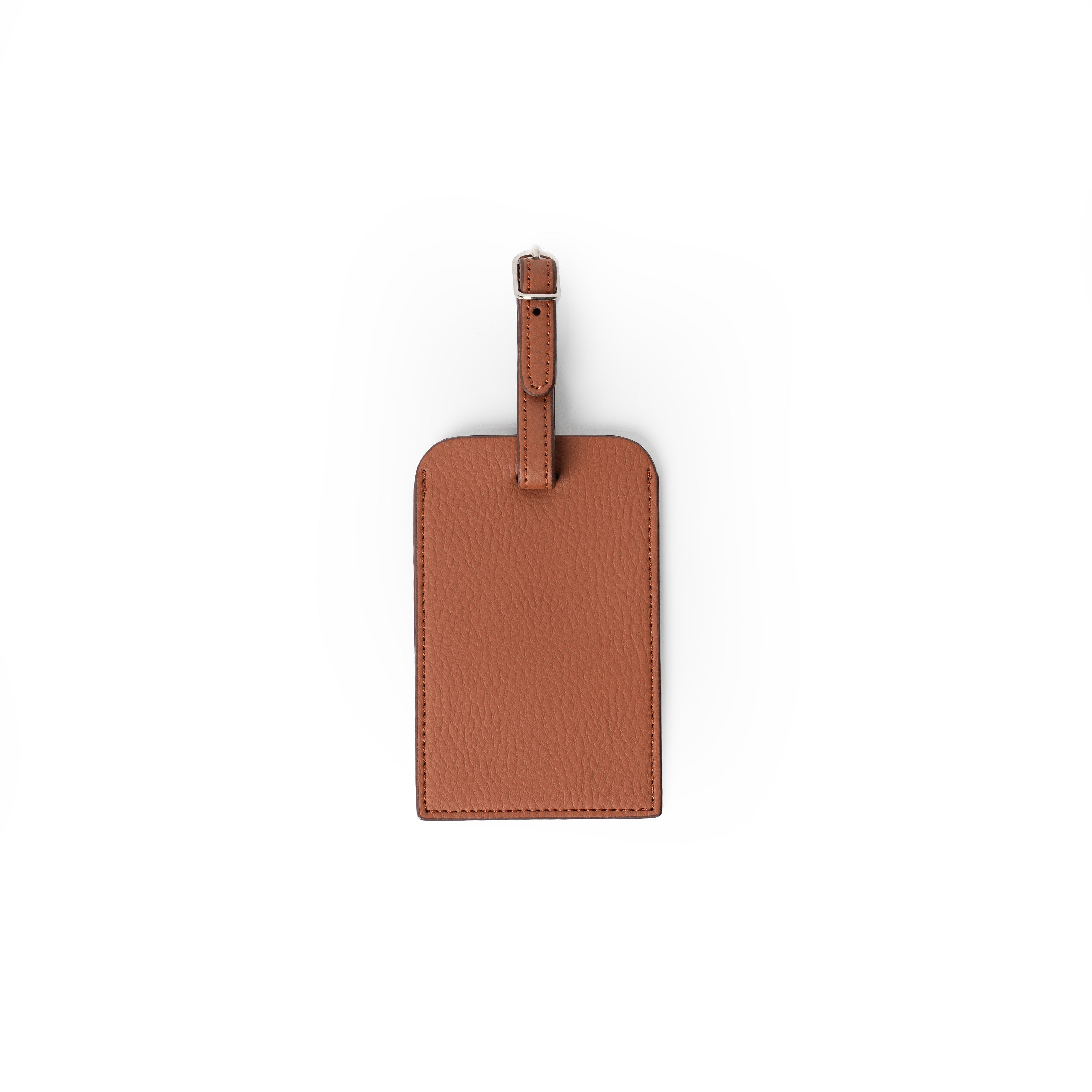 Durable terracotta vegan leather luggage tag crafted to endure every trip.