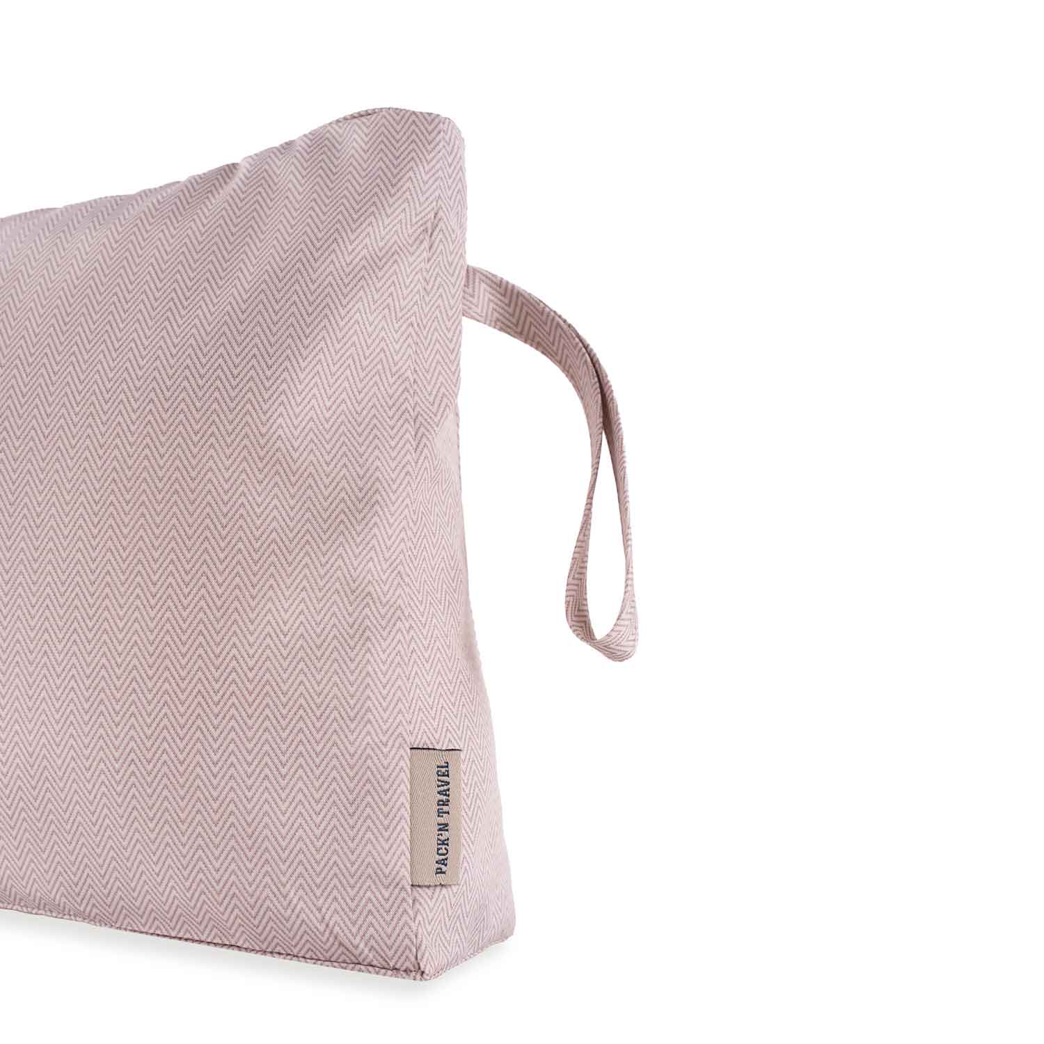 Beige sustainable vegan leather luggage organiser crafted for stylish, eco-friendly travel.