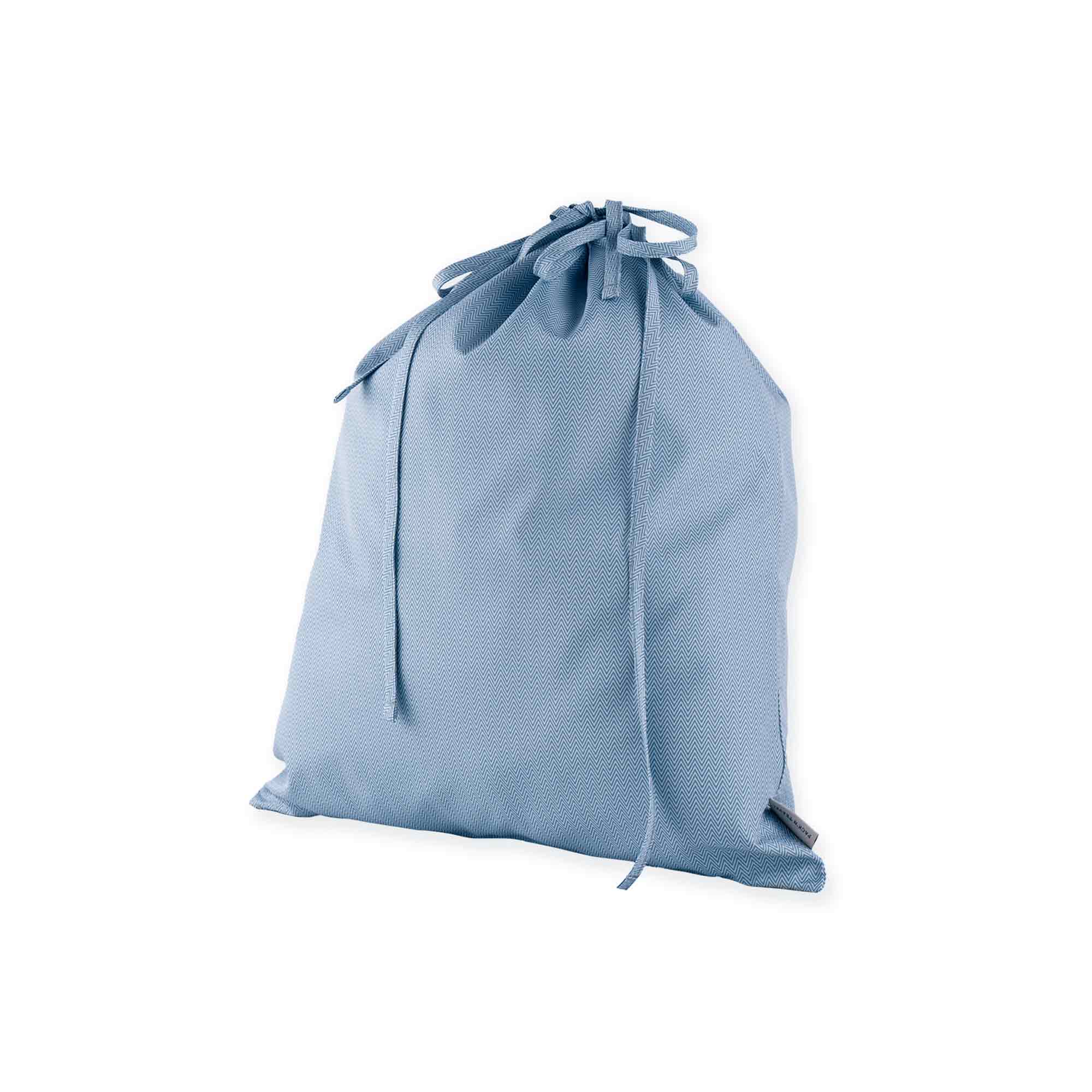 Eco-friendly blue luggage organiser offering sustainable design and practical travel storage.