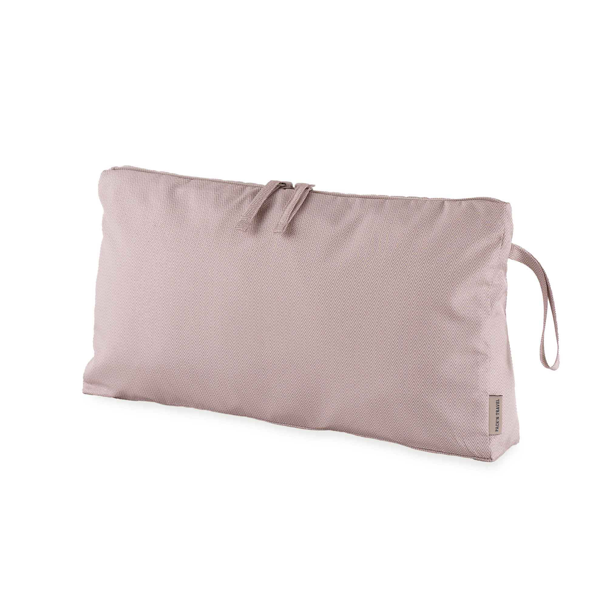 Elegant beige vegan leather luggage organiser combining chic design with practicality.