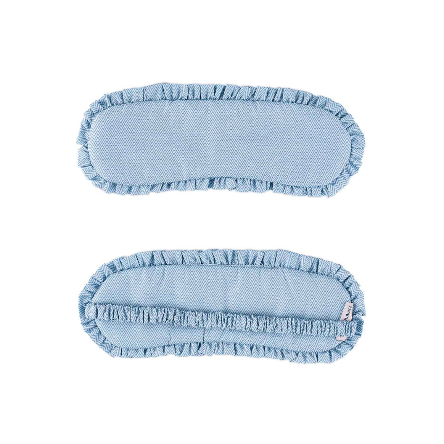 Luxury blue vegan leather sleep mask brings a calming and high-end sleep experience.